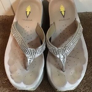 Volatile Silver Rhinestone Sandals
